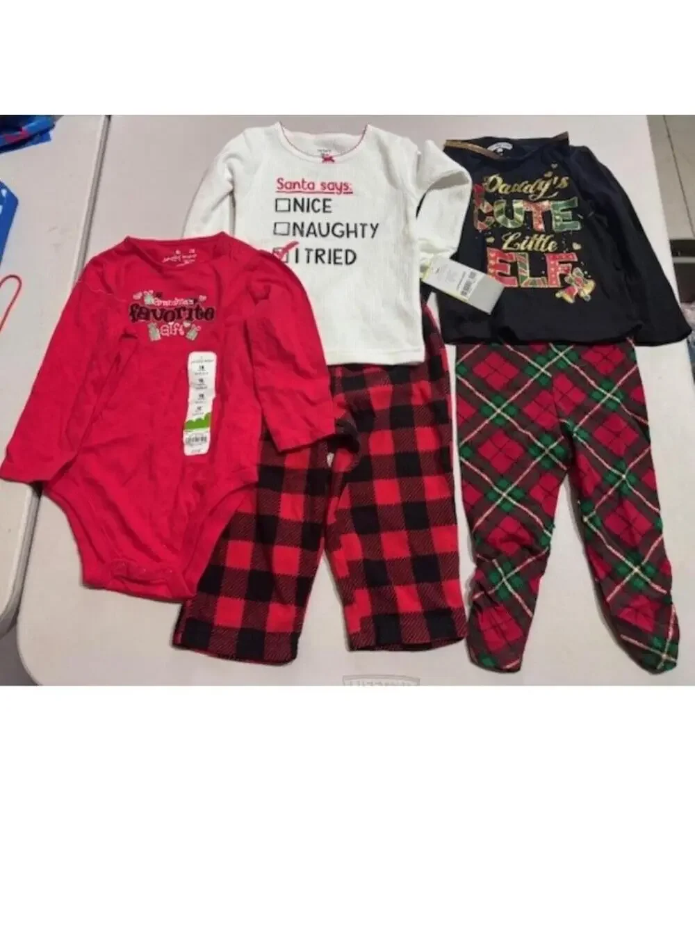 Carters 5 Pc Christmas Set Girls 18 months Pajamas, Bodysuit, Top, Pants Toddler